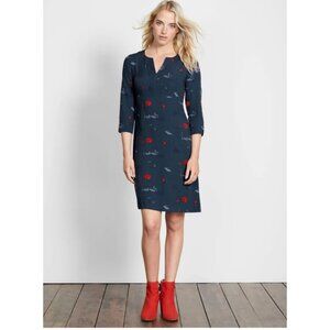 Boden Alexandra Dress in London Print. Color: Navy and Red. Size 2 EUC